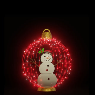 Christmas Ball "snowman" (red)